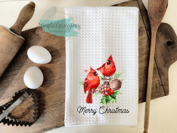 Christmas Kitchen Towels- Christmas Cardinals