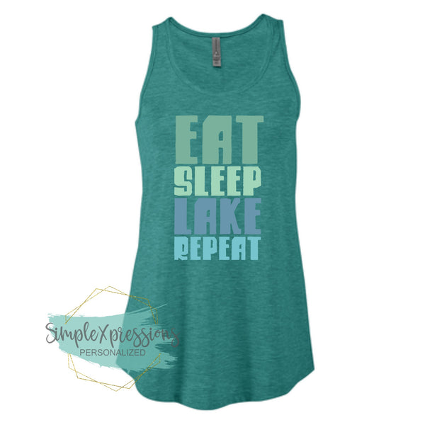 Eat Sleep Lake Repeat Ladies Tank