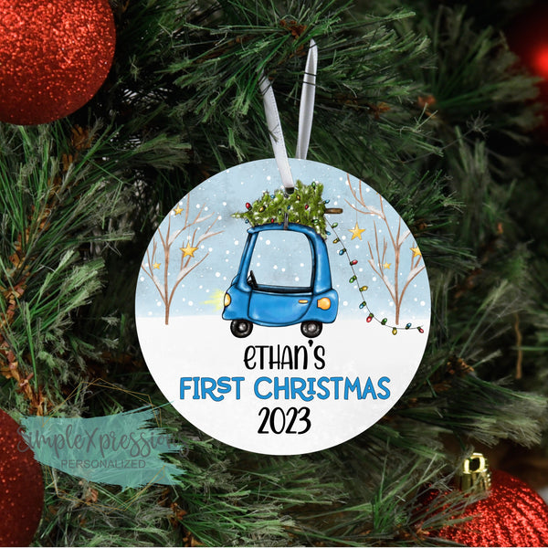 Personalized Baby's First Christmas Toy Car- aluminum ornament