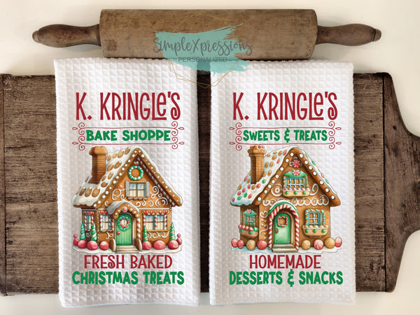 Christmas Kitchen Towels- Kringles Bake Shoppe Sweets and Treats