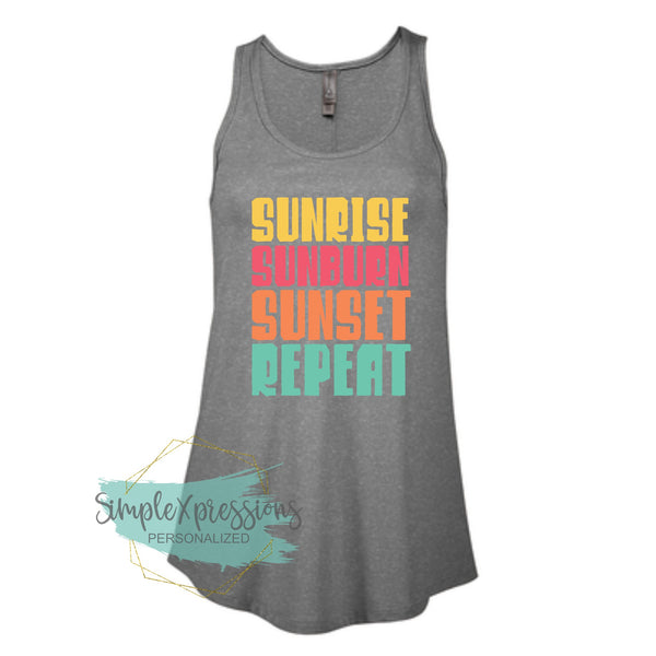 Sunrise Sunburn Sunset Repeat Ladies Tank
