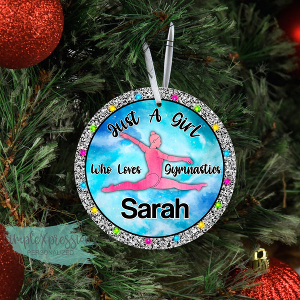 Personalized Just a girl who loves gymnastics-aluminum ornament