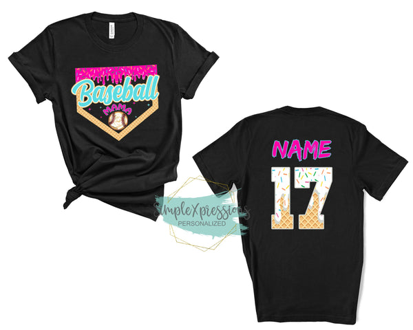 Baseball MAMA Drip- Name/Number on back