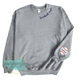 Baseball Mom Collar Sweatshirt- with names on sleeve