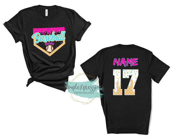 Baseball MOM Drip- Name/Number on back