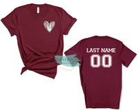 Baseball Heart -Name/number on back