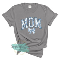 Blue Floral Mom with Bow