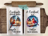 Christmas Kitchen Towels- Cardinals Appear When Angels are Near A Cardinal is a Visitor from Heaven