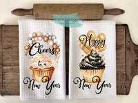 New Year Kitchen Towels- Cheers to a New Year Happy New Year
