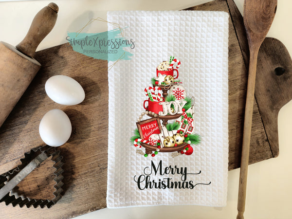Christmas Kitchen Towels- Merry Christmas Tiered Tray