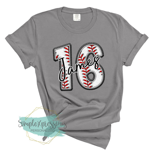Personalized faux stitched baseball numbers