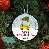 Personalized Baby's First Christmas Toy Car- aluminum ornament