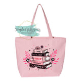 Floral Book Stack Zippered Tote Bag