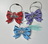 Personalized Glitter Bow Bag Tag
