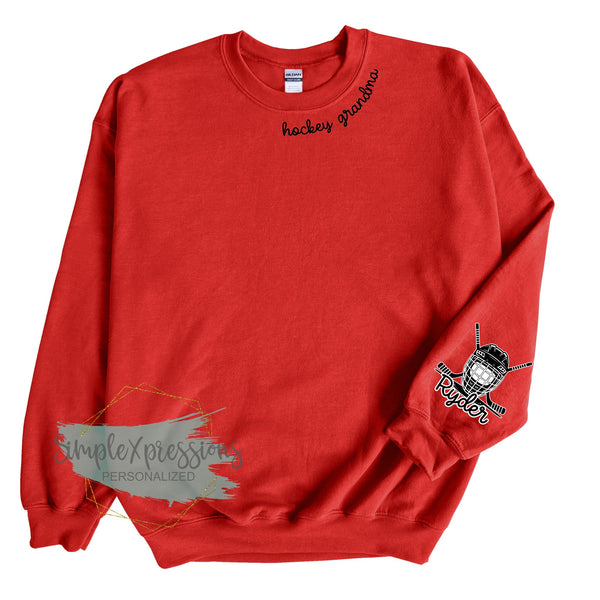 Hockey  Grandma Collar Sweatshirt- with names on sleeve