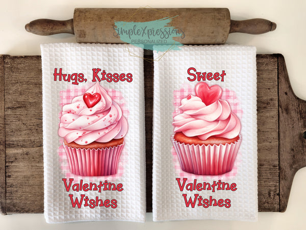 Valentine's Kitchen Towels- Hugs Kisses Valentine Wishes Sweet Valentine Wishes