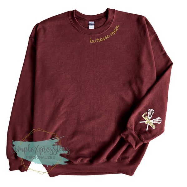 Lacrosse Mom Collar Sweatshirt- with names on sleeve