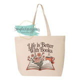 Life Is Better With Books Zippered Tote Bag