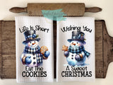Christmas Kitchen Towels- Life is Short Eat the Cookies  Wishing You a Sweet Christmas