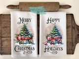 Christmas Kitchen Towels- Merry Christmas  Happy Holidays