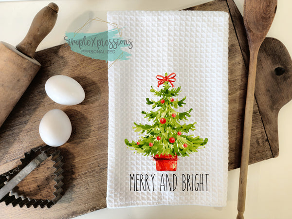 Christmas Kitchen Towels- Merry and Bright Tree
