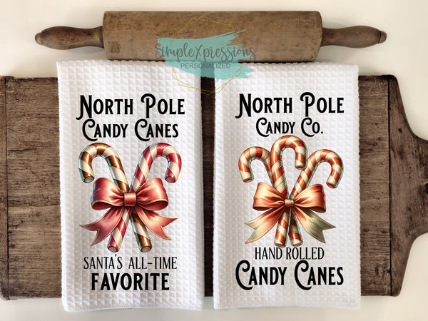 Christmas Kitchen Towels- North Pole Candy Canes  North Pole Candy Co.