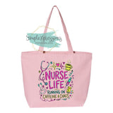 Nurse Life Running On Caffeine & Chaos Zippered Tote Bag