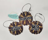 Personalized Glitter Pom Cheer Bag Tag