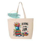 Reading Is My Jam Zippered Tote Bag