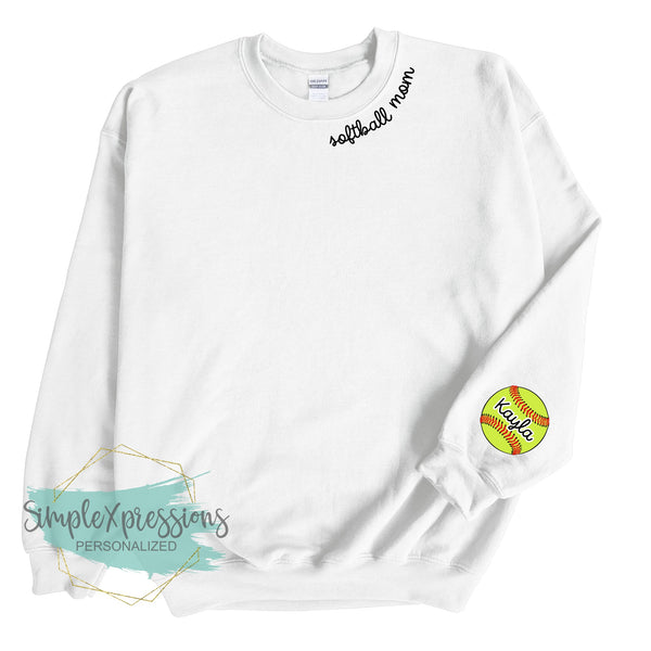 Softball Mom Collar Sweatshirt- with names on sleeve