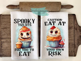 Halloween Kitchen Towels- Spooky Treats for you to Eat  Eat at Your Own Risk