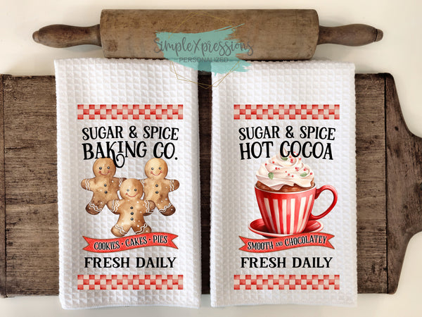 Christmas Kitchen Towels-Sugar and Spice Baking Co. Hot Cocoa