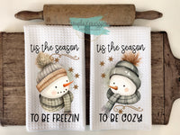 Winter Kitchen Towels-Tis the Season to be Freezin, Cozy