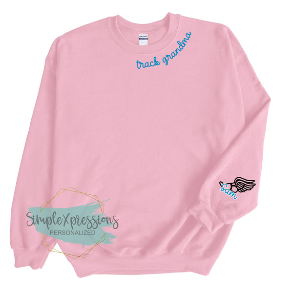 Track Grandma Collar Sweatshirt- with names on sleeve