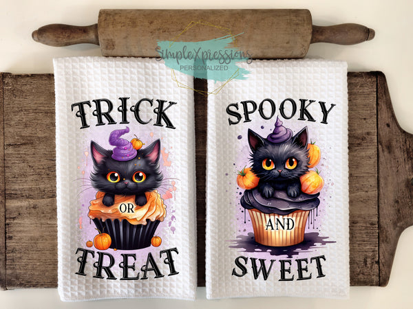Halloween Kitchen Towels- Trick or Treat  Spooky and Sweet