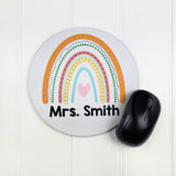Personalized Teacher Rainbow Round Mouse pad