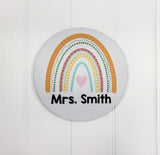Personalized Teacher Rainbow Round Mouse pad