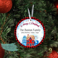 Personalized Family with house-aluminum ornament