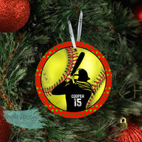 Personalized Softball- aluminum ornament