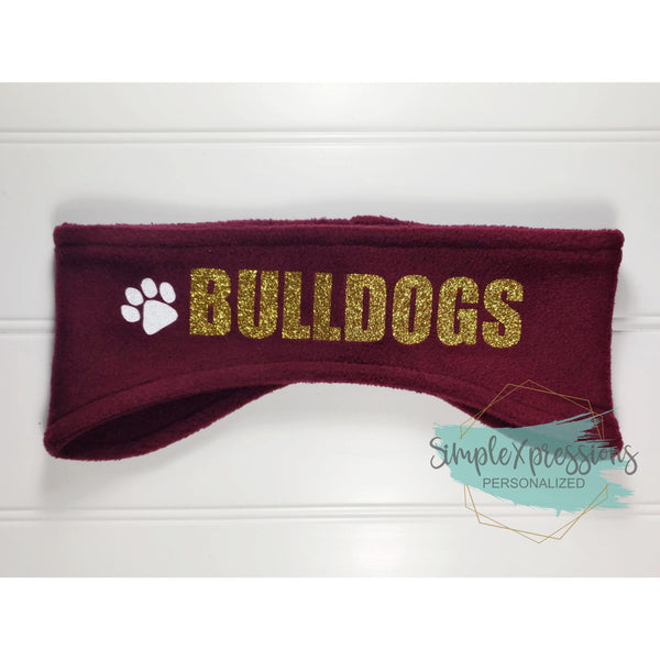 Bulldogs Glitter Fleece Headband- Maroon